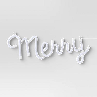  LED Battery Operated Christmas Neon Merry Hangable Sign Red - Wondershop™