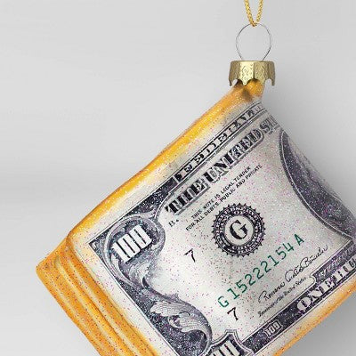  Christmas Glass Roll Of Bills Ornament - Wondershop™