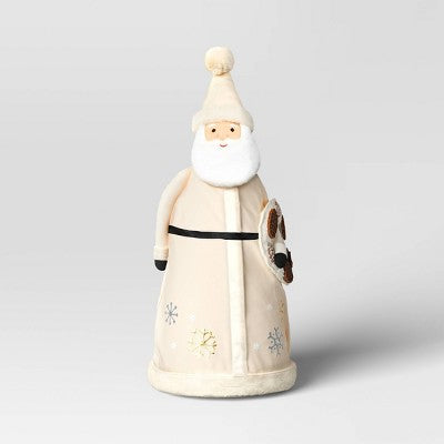  22.5" Fabric Santa Sculpture With Pinecone Wreath - Wondershop™