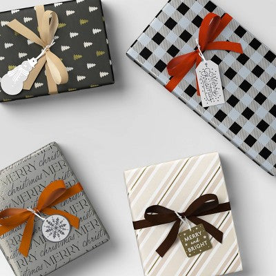  4pk Christmas Velvet Ribbon Gift Packaging Accessories Brown/Beige/Rust/Orange - Wondershop™
