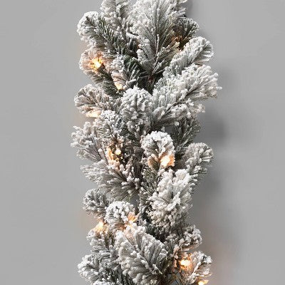  9ft Pre-lit Flocked Cashmere Artificial Christmas Garland Clear Lights - Wondershop™