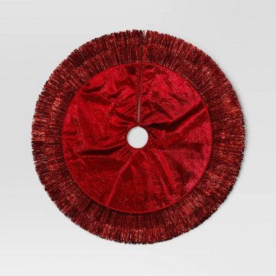  48" Christmas Tonal Tinsel Tree Skirt Red - Wondershop™