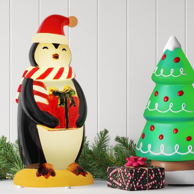  Christmas Lit Blow Mold Penguin With Gift Box Decor - Wondershop™