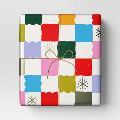  30” 25 Sq Ft Christmas Roll Wrap Multi-Colored Check - Wondershop™