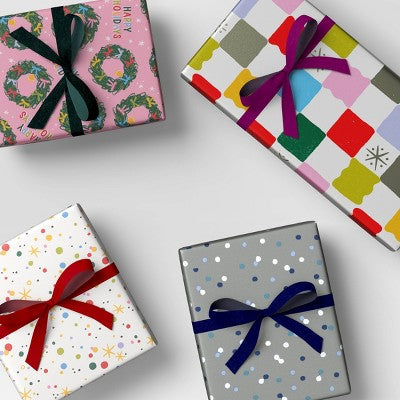 4 Pk Christmas Velvet Ribbon Dark Luxe - Wondershop™