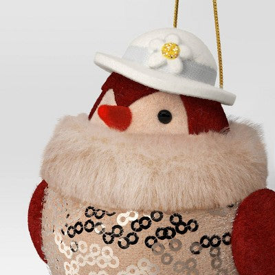  Christmas Featherly Friends Ornament White Hat - Wondershop™