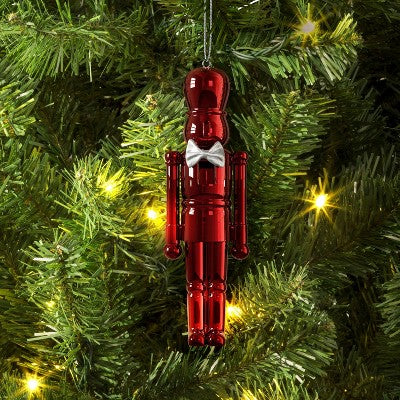  Christmas Plastic Nutcracker Ornament Red - Wondershop™