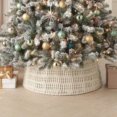  26" Woven Rope With Metallic Accent Christmas Tree Collar White/Gold - Wondershop™