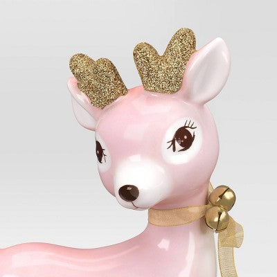  Christmas Ceramic Standing Pink Deer Decor - Wondershop™
