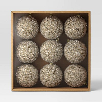  9ct Christmas Tinsel Ball Champagne - Wondershop™