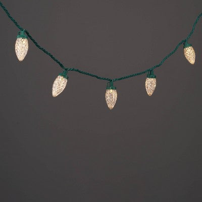  25ct LED C9 Faceted Christmas String Lights With Green Wire - Wondershop™
