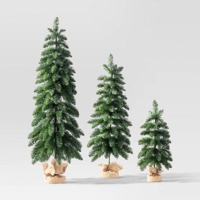  Unlit Downswept Alberta Spruce Mini Artificial Christmas Trees With Burlap Base - Wondershop™