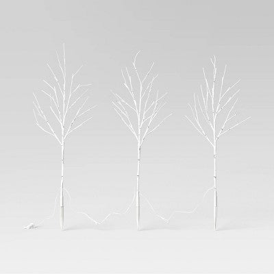  3pc LED Faux Birch Twig Christmas Novelty Sculpture Light Warm White - Wondershop™