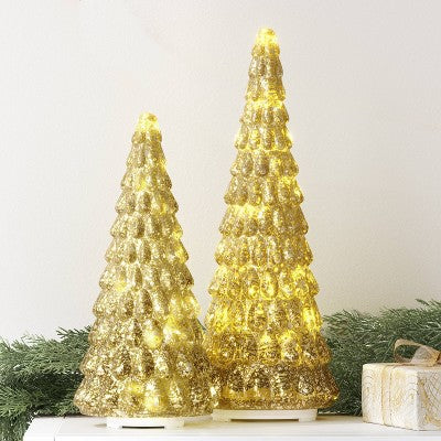 Christmas Mercury Glass Tiered Classic Tree Small Gold - Wondershop™