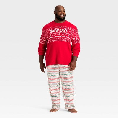  Men's "Let It Snow" Fair Isle Microfleece Holiday Matching Family Pajama Pants - Wondershop™ Cream