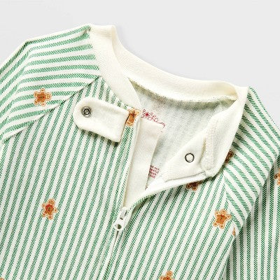  Baby Gingerbread Striped Ribbed Holiday Matching Family Footed Pajama - Wondershop™ Cream