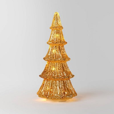  14" Christmas Mercury Lit Glass Tiered Tree Decor - Wondershop™