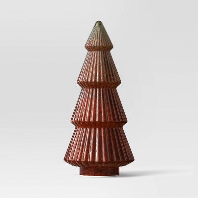  14.75" Battery Operated Lit Glass Christmas Tree Sculpture - Wondershop™