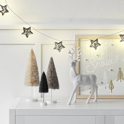  10ct LED Battery Operated Silver Star Christmas Novelty String Lights Warm White - Wondershop™