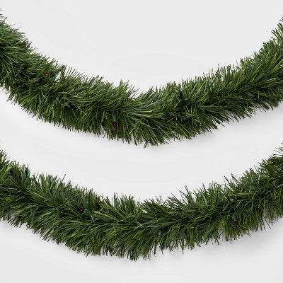  18' Pre-Lit Artificial Pine Christmas Garland Green With Multicolor Lights - Wondershop™