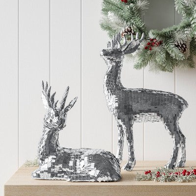  Christmas Silver Sitting Deer Decor - Wondershop™
