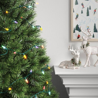 60ct LED Faceted C6 Christmas String Lights Twinkling With Green Wire - Wondershop™