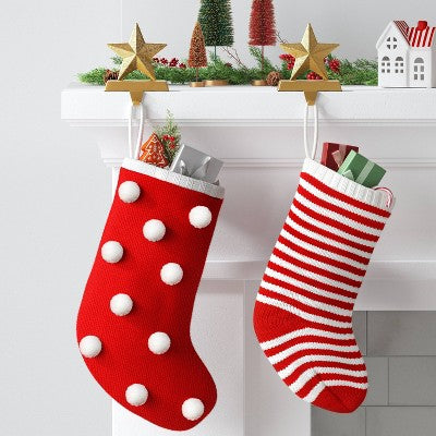 20" Christmas Stripe Knit Stocking Red/White - Wondershop™