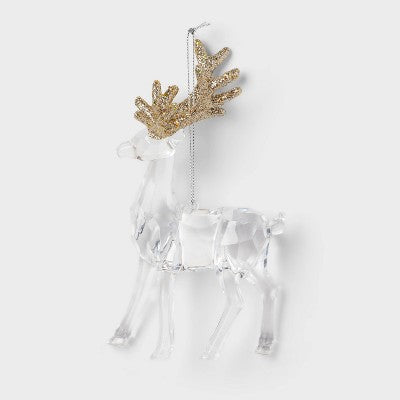  Acrylic Deer With Glittered Antlers Christmas Tree Ornament - Wondershop™