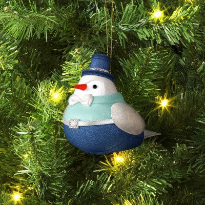  Christmas Featherly Friends Ornament Blue Top Hat - Wondershop™