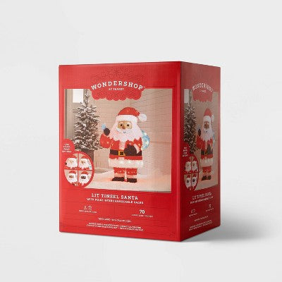  32" Tinsel Santa Christmas Novelty Sculpture Light With 4 Interchangeable Faces - Wondershop™