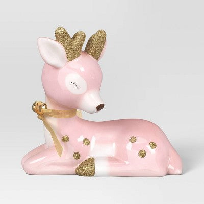  Christmas Ceramic Sitting Deer Décor Pink - Wondershop™