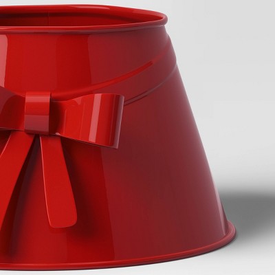  7" Christmas Metal Mini Tree Collar With Bow Red - Wondershop™