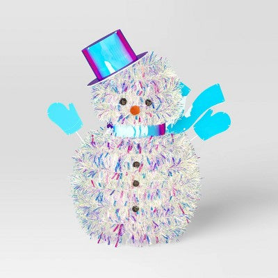  LED Tinsel Snowman Christmas Novelty Sculpture Light With Clear Color Light Bulb - Wondershop™