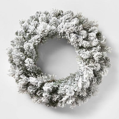  28in Pre-lit Flocked Artificial Cashmere Christmas Wreath Clear Lights - Wondershop™