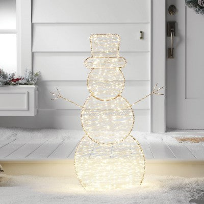  LED Champagne Metal Snowman Christmas Novelty Sculpture Light With White Color Light Bulb - Wondershop™