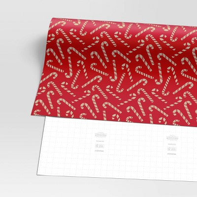  30” 20 Sq Ft Christmas Roll Wrap Scattered Candy Canes - Wondershop™