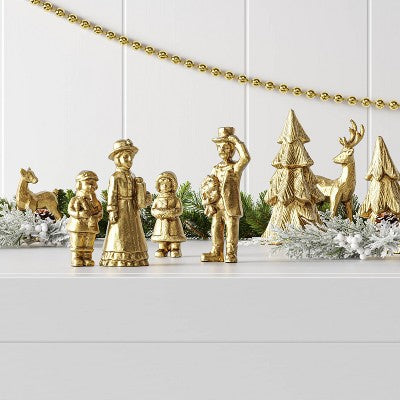  8pk Christmas Poly Animals/Trees/People Decor Set Gold - Wondershop™