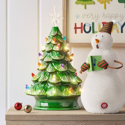  14.5" Battery Operated Lit Ceramic Christmas Tree - Wondershop™