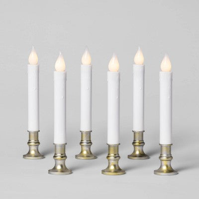  6ct Battery Operated LED Christmas Candolier Warm White With Antique Gold Base - Wondershop™