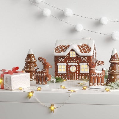  20ct LED Battery Operated Christmas Gingerbread Man Dew Drop Lights Warm White With Silver Wire - Wondershop™