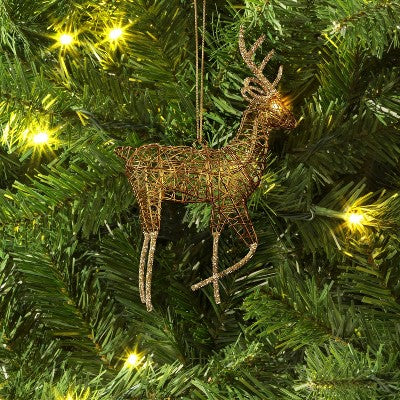  Christmas Wire Wrapped Reindeer Ornament Gold - Wondershop™
