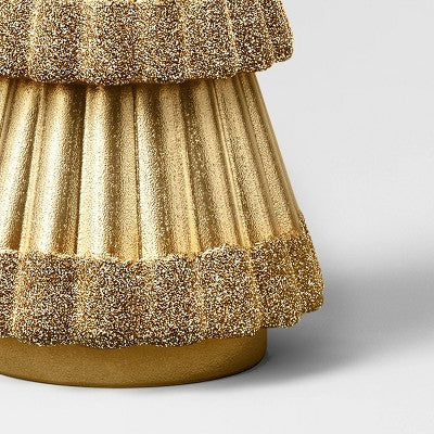  12" Christmas Gold Tree Foil And Glittered Trim - Wondershop™