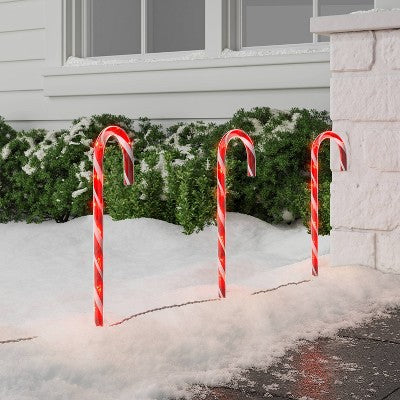  3pc LED Candy Cane Christmas Novelty Path Lights - Wondershop™