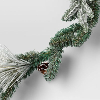 6' Flocked Mixed Greenery With Pinecones Artificial Christmas Garland Green - Wondershop™