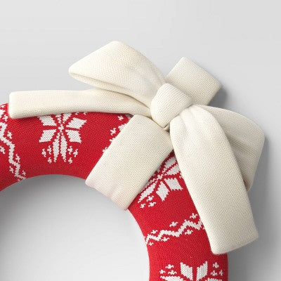  16" Knit Fair Isle Christmas Decorative Wreath Red/White - Wondershop™