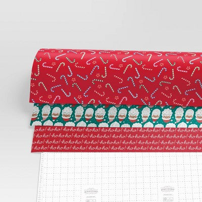  30" 3pk 180 Sq Ft Christmas Wrap Pack Candy Canes/Santa/Ho Ho Ho - Wondershop™