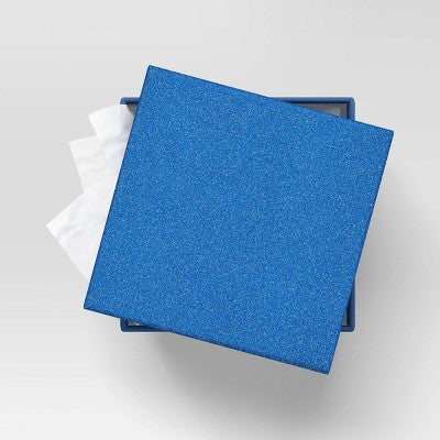  Christmas Wrap Essentials Medium Square Box Blue Glitter - Wondershop™