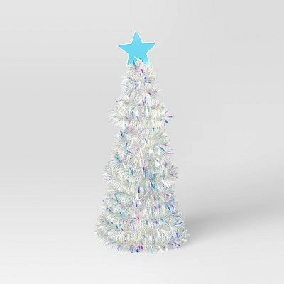  Incandescent Tinsel Tree With Plastic Tree Topper Star Christmas Novelty Sculpture Light With Clear Color Light Bulb- Wondershop™