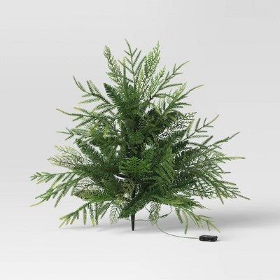  24" Pre-Lit Christmas Norfolk Cedar Artificial Greenery With Ground Stake - Wondershop™