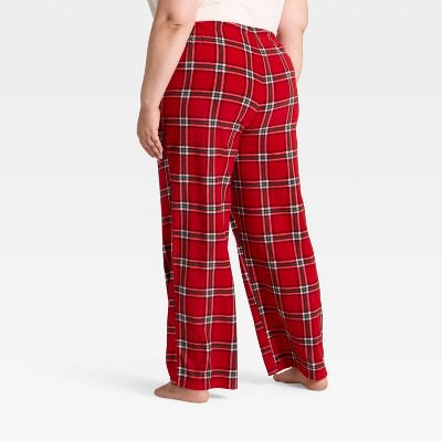  Women's Plaid Microfleece Holiday Matching Family Pajama Pants - Wondershop™ Red